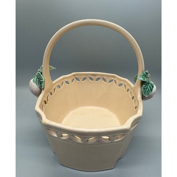 EUC Vintage Fitz and Floyd Basket 1982 Peach with Leaves Basket Easter Spring - Picture 3 of 10